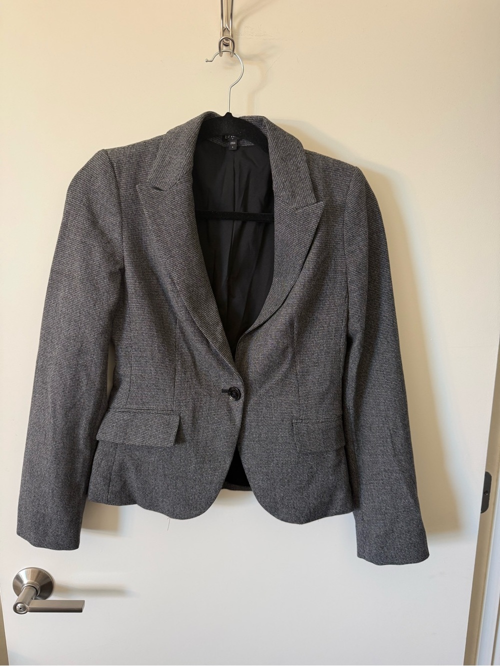 Express Gray Herringbone Single-Button Blazer